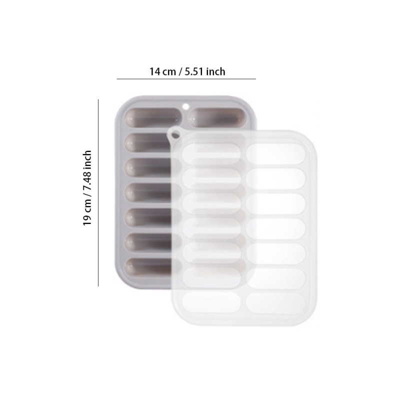 14-osaline silikoonist jäävorm, pikaribaline jääkuubikuvorm, baarijääkast, loominguline väikeste hot dogi-vorstide krõpsualus