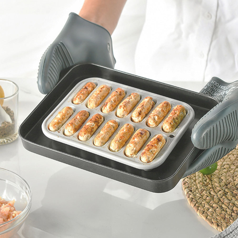 14-osaline silikoonist jäävorm, pikaribaline jääkuubikuvorm, baarijääkast, loominguline väikeste hot dogi-vorstide krõpsualus