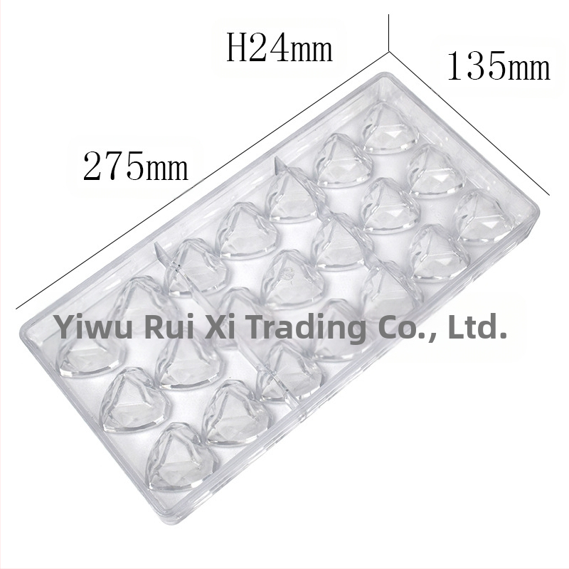 Форма за шоколад Love Diamond, пластмасова диамантена форма за печене на шоколадови бонбони с диамантено сърце