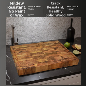 Gamyklinė didmeninė prekyba didelėmis storomis tikmedžio pjaustymo lentomis su nutekėjimo funkcija virtuvėje.