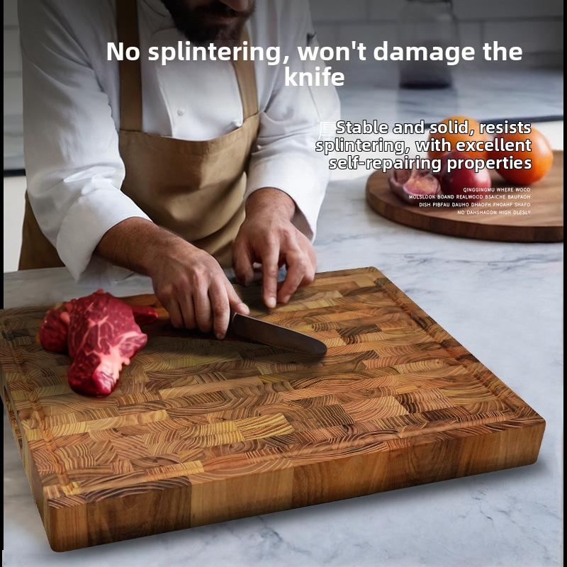Фабрична едро голяма дебела дъска за рязане от тиково дърво с кухненска дъска за рязане