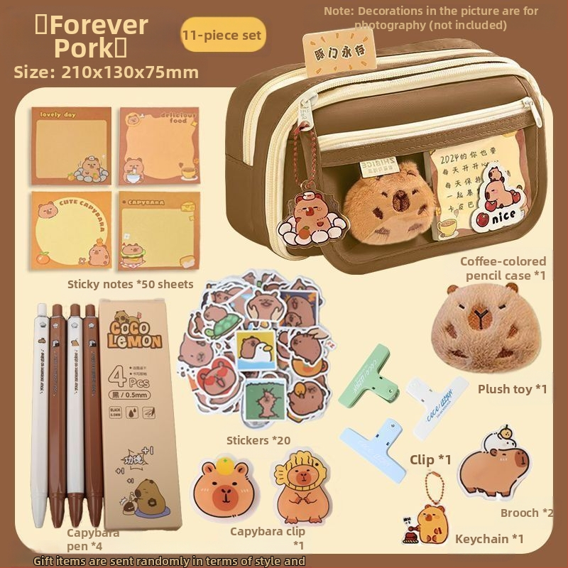 Jauns Capibala zīmuļu maciņš meitenēm sākumskolas skolēniem, augstas kvalitātes, atverams, lielas ietilpības kancelejas preču zīmuļu maciņš zēniem