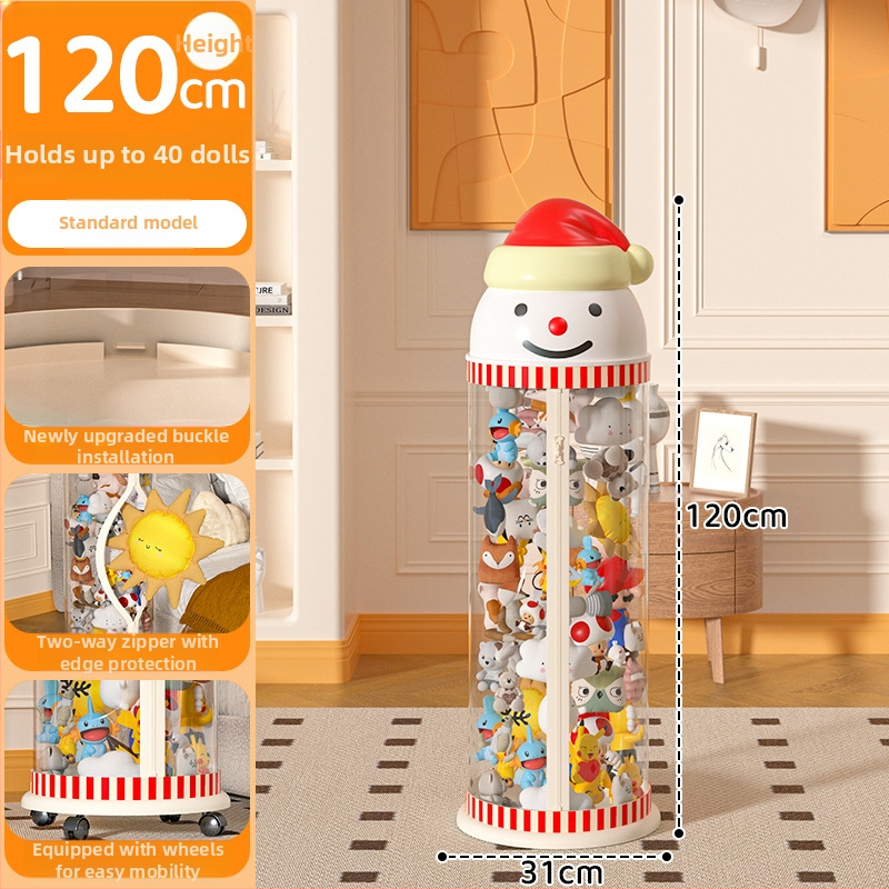 Užtrauktuku užsegama didelės talpos lėlių laikymo statinė vaikams, pliušinis žaislas, permatomas krepšelis, lėlių laikymo statinė