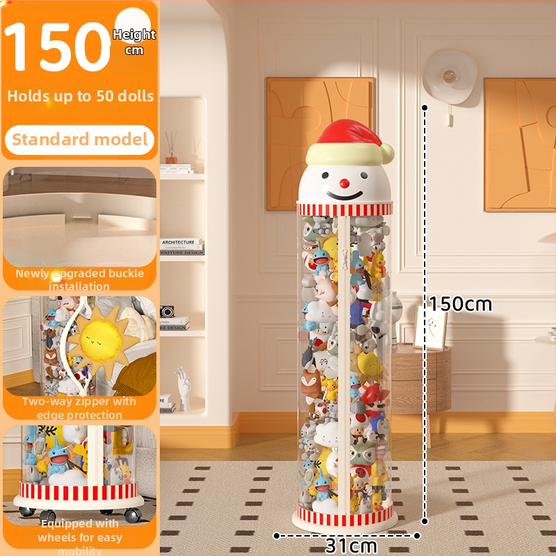 Užtrauktuku užsegama didelės talpos lėlių laikymo statinė vaikams, pliušinis žaislas, permatomas krepšelis, lėlių laikymo statinė