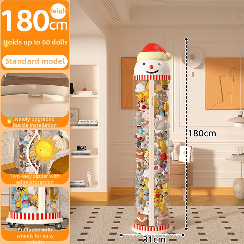 Užtrauktuku užsegama didelės talpos lėlių laikymo statinė vaikams, pliušinis žaislas, permatomas krepšelis, lėlių laikymo statinė