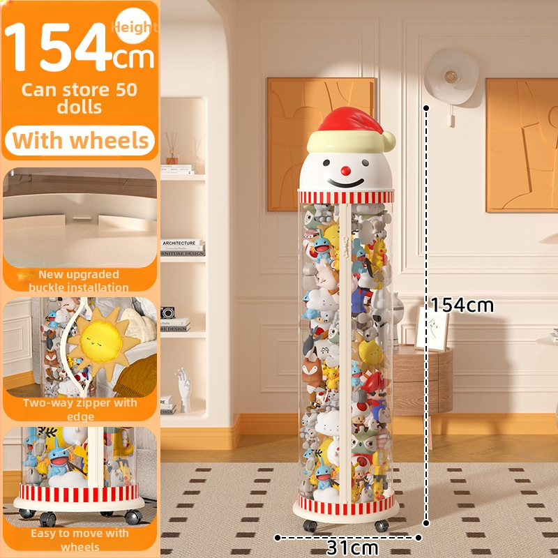 Užtrauktuku užsegama didelės talpos lėlių laikymo statinė vaikams, pliušinis žaislas, permatomas krepšelis, lėlių laikymo statinė