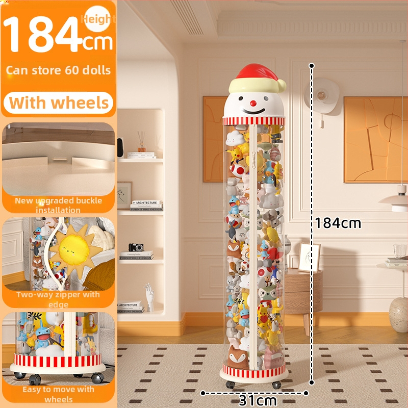 Užtrauktuku užsegama didelės talpos lėlių laikymo statinė vaikams, pliušinis žaislas, permatomas krepšelis, lėlių laikymo statinė