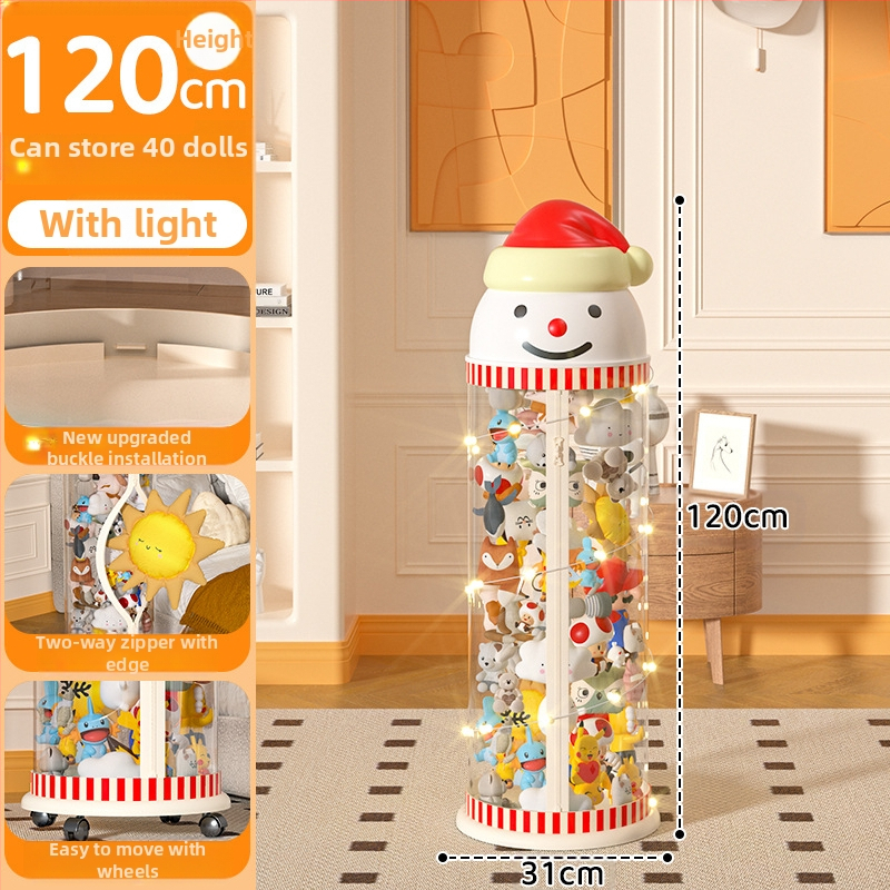 Užtrauktuku užsegama didelės talpos lėlių laikymo statinė vaikams, pliušinis žaislas, permatomas krepšelis, lėlių laikymo statinė