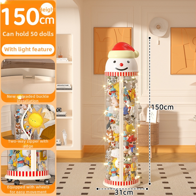 Užtrauktuku užsegama didelės talpos lėlių laikymo statinė vaikams, pliušinis žaislas, permatomas krepšelis, lėlių laikymo statinė