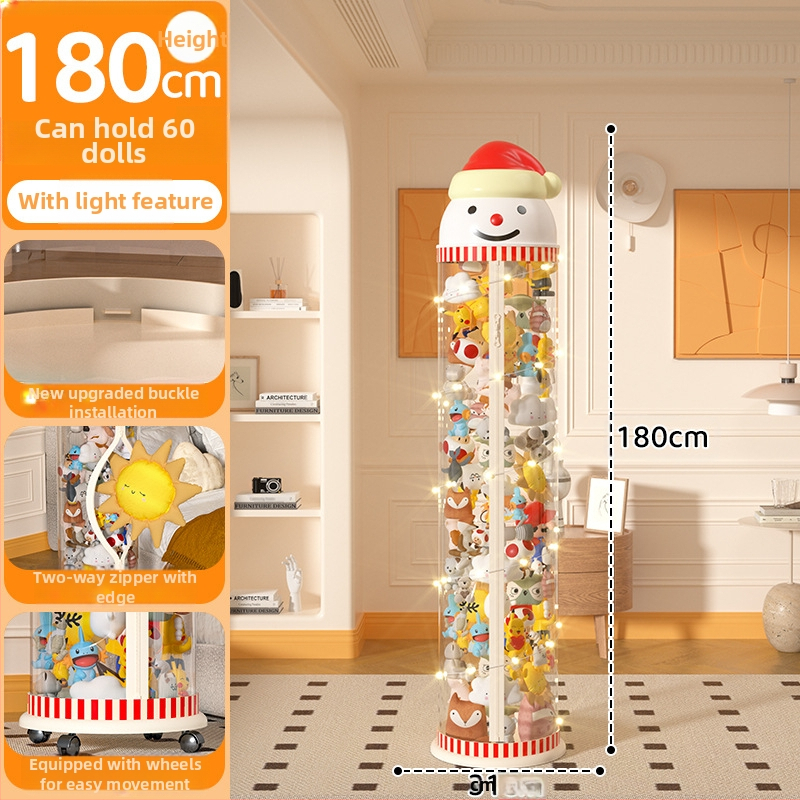 Užtrauktuku užsegama didelės talpos lėlių laikymo statinė vaikams, pliušinis žaislas, permatomas krepšelis, lėlių laikymo statinė