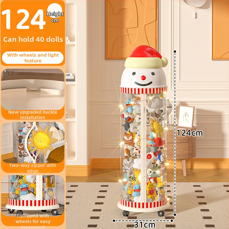 Užtrauktuku užsegama didelės talpos lėlių laikymo statinė vaikams, pliušinis žaislas, permatomas krepšelis, lėlių laikymo statinė