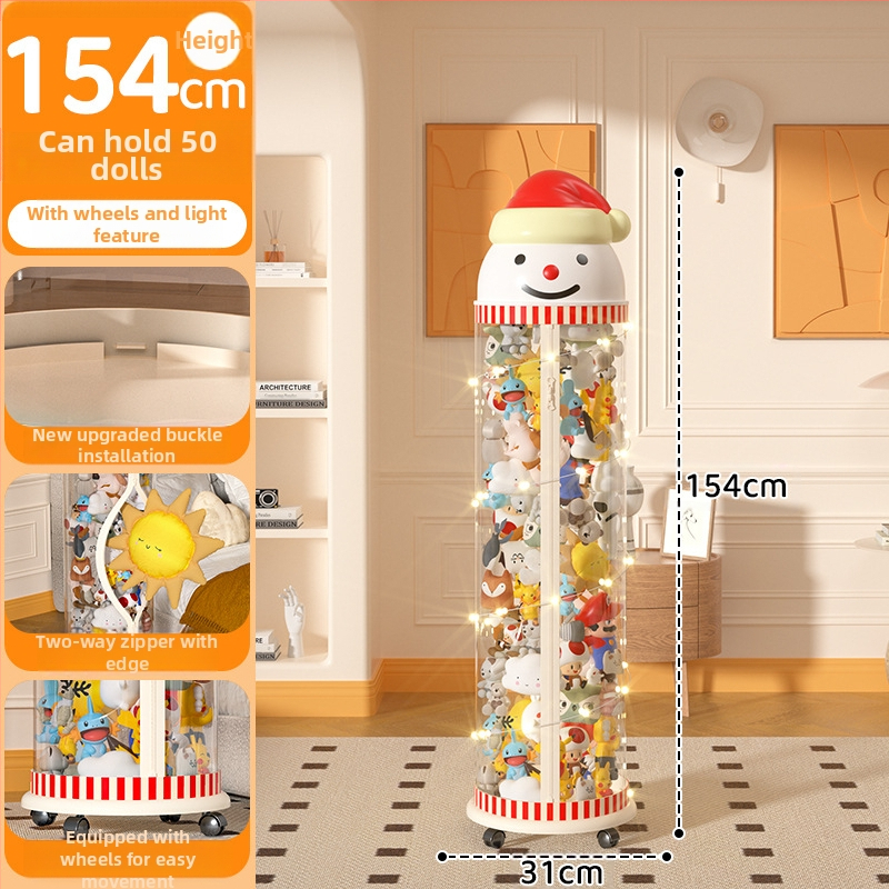 Užtrauktuku užsegama didelės talpos lėlių laikymo statinė vaikams, pliušinis žaislas, permatomas krepšelis, lėlių laikymo statinė