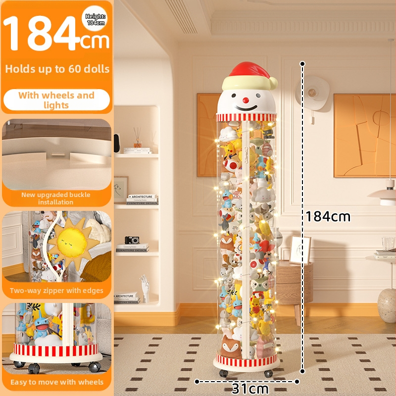 Užtrauktuku užsegama didelės talpos lėlių laikymo statinė vaikams, pliušinis žaislas, permatomas krepšelis, lėlių laikymo statinė