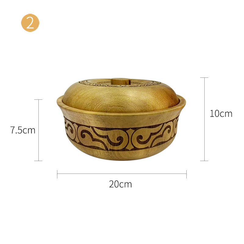 Akácfa, etnikai stílusú, fedeles fatál, fa tésztatál, gyerektál, baba kiegészítő ételkészlet, nagy, közepes és kis tál, gyümölcstányér