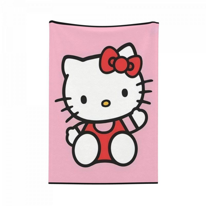 Поларено одеяло с щампа KT Cat Series, подходящо за хол, диван, фотьойл за спалня, универсално одеяло Four Seasons, одеяло за къмпинг и пътуване