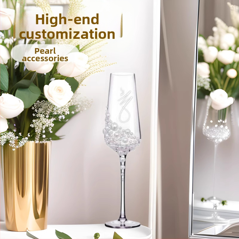 Piiriülene pärlmutterstiilis šampanjaklaas, luksuslik röstsaiaklaas, Instagrami stiilis kõrge väärtusega veiniklaas, majapidamiskokteiliklaas