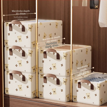 Szövetből készült aranyos medve acélvázas tárolódoboz háztartási ruhásszekrény fiókos típusú összecsukható szervező dobozos ruhák tárolódoboz