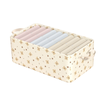 Szövetből készült aranyos medve acélvázas tárolódoboz háztartási ruhásszekrény fiókos típusú összecsukható szervező dobozos ruhák tárolódoboz