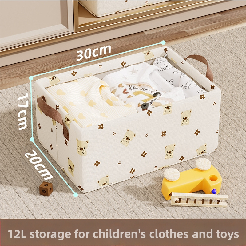 Szövetből készült aranyos medve acélvázas tárolódoboz háztartási ruhásszekrény fiókos típusú összecsukható szervező dobozos ruhák tárolódoboz
