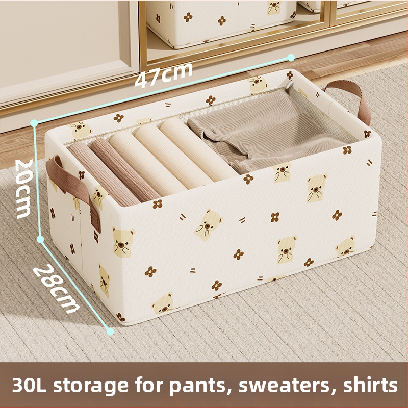Szövetből készült aranyos medve acélvázas tárolódoboz háztartási ruhásszekrény fiókos típusú összecsukható szervező dobozos ruhák tárolódoboz