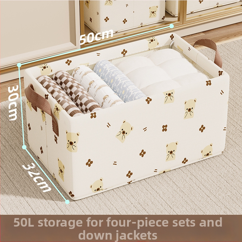 Szövetből készült aranyos medve acélvázas tárolódoboz háztartási ruhásszekrény fiókos típusú összecsukható szervező dobozos ruhák tárolódoboz