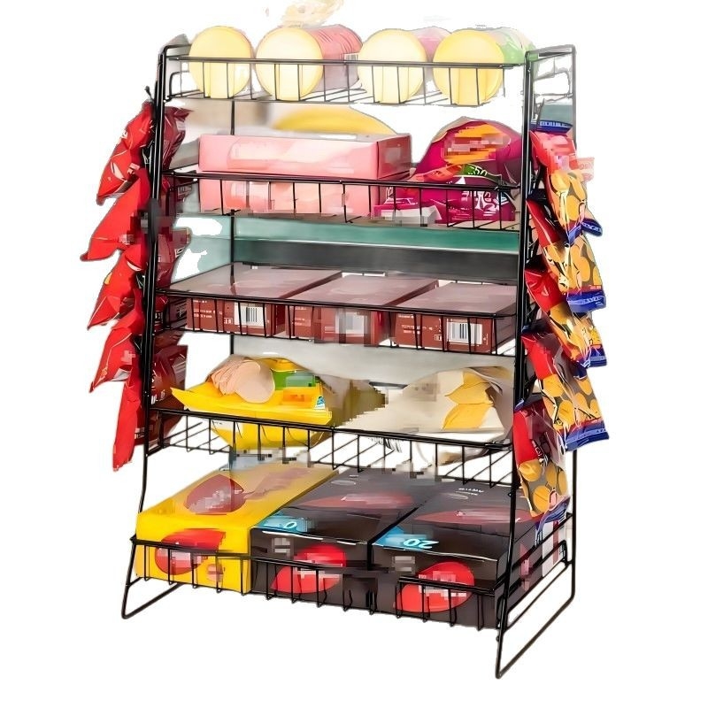 Viietasandiline suupistete vitriin krõpsude, kommide ja suupistete klambritega, sobib kööki, toidupoodi või supermarketi tööpinnale, kaasaskantav ja hõlpsasti hoiustatav