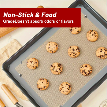 Aukštos temperatūros kepimo krosnies kepimo kilimėlis sausainiams, makaronams, sausainiams, apsaugantis nuo išsiliejimo, stiklo pluošto silikonas su mygtukais
