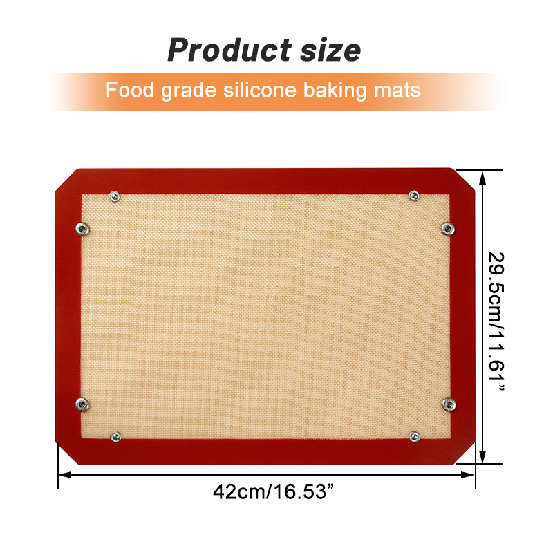 Aukštos temperatūros kepimo krosnies kepimo kilimėlis sausainiams, makaronams, sausainiams, apsaugantis nuo išsiliejimo, stiklo pluošto silikonas su mygtukais