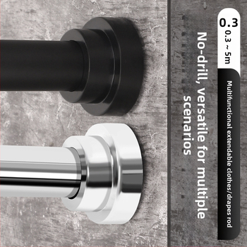 Piiriülene eksklusiivne teleskoopvarda, perforeerimata roostevabast terasest dušikardina varda, uksekardina varda, riiete kuivatusvarda, garderoobi kardinapuu ühendamiseks