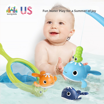 Határokon átnyúló baba felhúzható vízibálna felhúzható úszóbálna fürdőszobai mágneses horgászkészlet fürdővízi játék