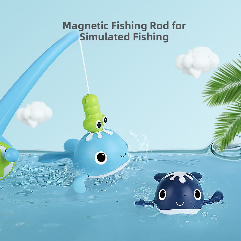 Трансграничен бебешки навиващ се воден кит навиващ се плуващ кит за баня магнитен комплект за риболов играчка за къпане във вода