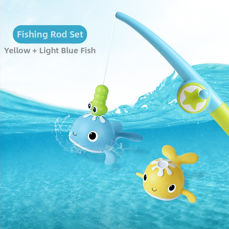Határokon átnyúló baba felhúzható vízibálna felhúzható úszóbálna fürdőszobai mágneses horgászkészlet fürdővízi játék