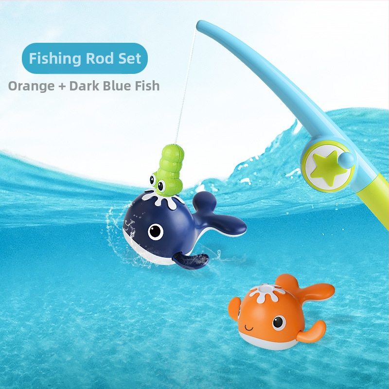 Határokon átnyúló baba felhúzható vízibálna felhúzható úszóbálna fürdőszobai mágneses horgászkészlet fürdővízi játék
