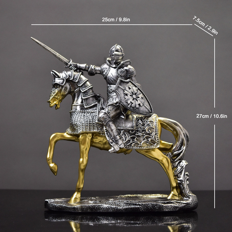 Tarpvalstybiniai karšto pardavimo retro graikų jojimo kario dervos švytuoklės amatai, kūrybingi šarvai, samurajų arklys, svetainės dekoracijos