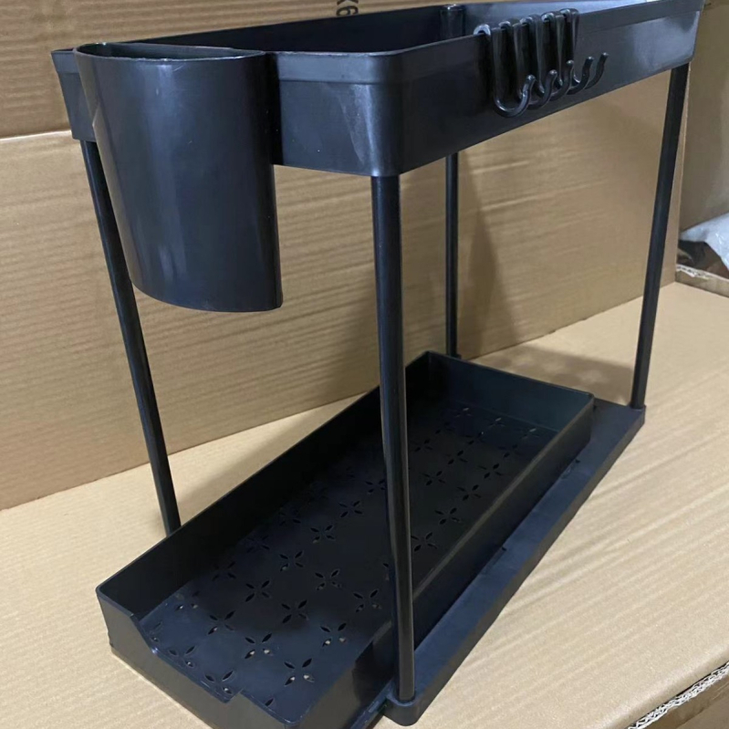 Dvisluoksnė laikymo lentyna virtuvei, prieskonių laikymo lentyna, kanalizacijos lentyna, tualeto kambario, svetainės laikymo lentyna, daugiafunkcinė apatinės kriauklės laikymo lentyna