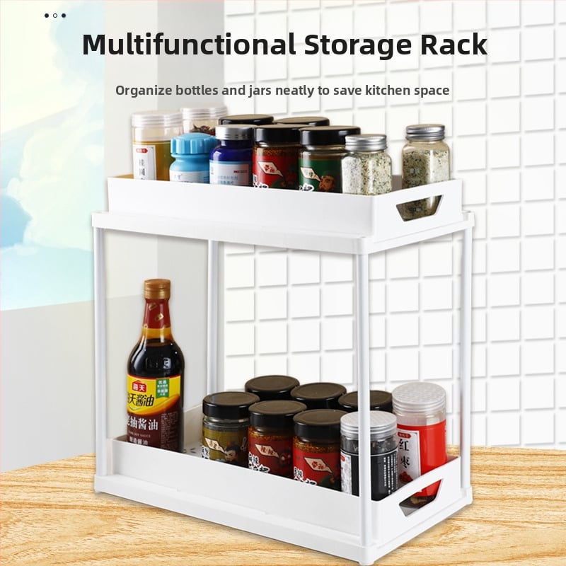 Dvisluoksnė laikymo lentyna virtuvei, prieskonių laikymo lentyna, kanalizacijos lentyna, tualeto kambario, svetainės laikymo lentyna, daugiafunkcinė apatinės kriauklės laikymo lentyna