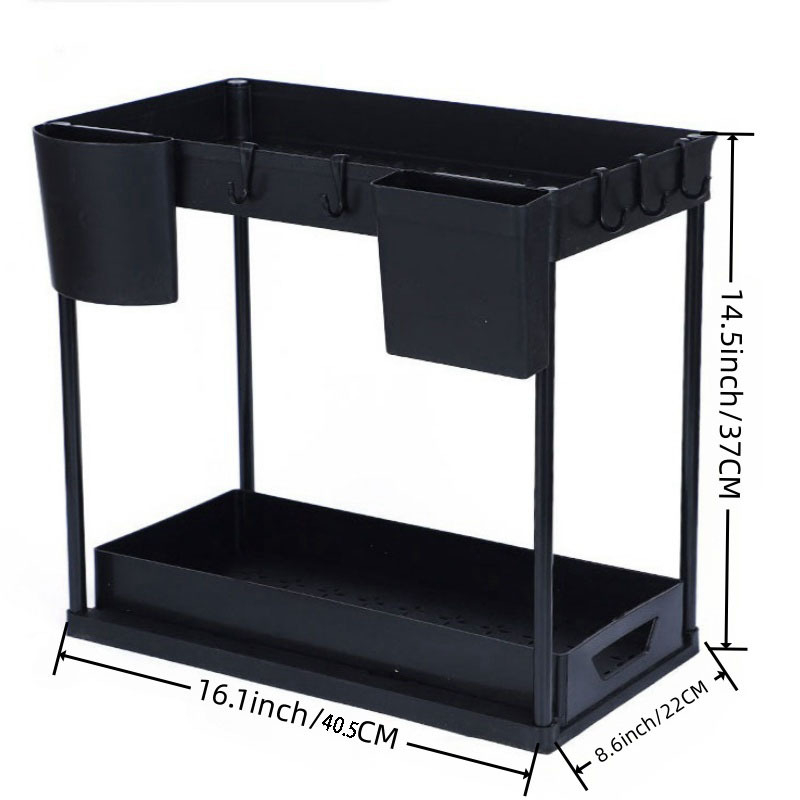 Dvisluoksnė laikymo lentyna virtuvei, prieskonių laikymo lentyna, kanalizacijos lentyna, tualeto kambario, svetainės laikymo lentyna, daugiafunkcinė apatinės kriauklės laikymo lentyna