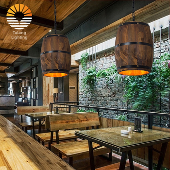 Ameerika maamaja retro puidust ämbriga rippvalgusti veinitünni teemaline restoran kohvik baar interneti kohvik baar täispuidust käsitöö dekoratiivvalgustus