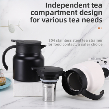 Troškintas arbatinukas, buitinis, 316 nerūdijančio plieno, šilumos išsaugojimo puodas, didelės talpos kavos puodas, arbatos vandens atskyrimo arbatinukas, nešiojamas virdulys