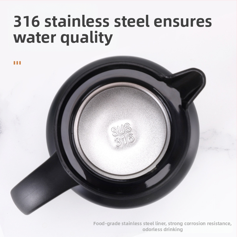 Задушен чайник, домакински чайник от неръждаема стомана 316, голям капацитет, кана за съхранение на топлина, кана за кафе, чай, разделяне на вода, преносима кана