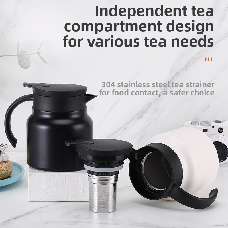 Задушен чайник, домакински чайник от неръждаема стомана 316, голям капацитет, кана за съхранение на топлина, кана за кафе, чай, разделяне на вода, преносима кана