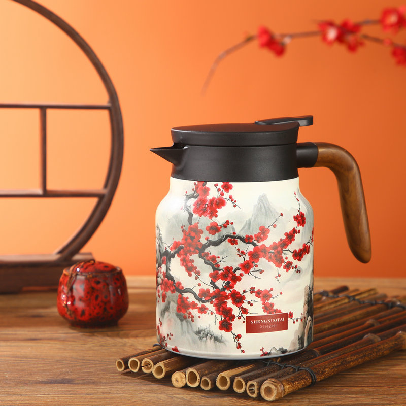 Troškintas arbatinukas, buitinis, 316 nerūdijančio plieno, šilumos išsaugojimo puodas, didelės talpos kavos puodas, arbatos vandens atskyrimo arbatinukas, nešiojamas virdulys