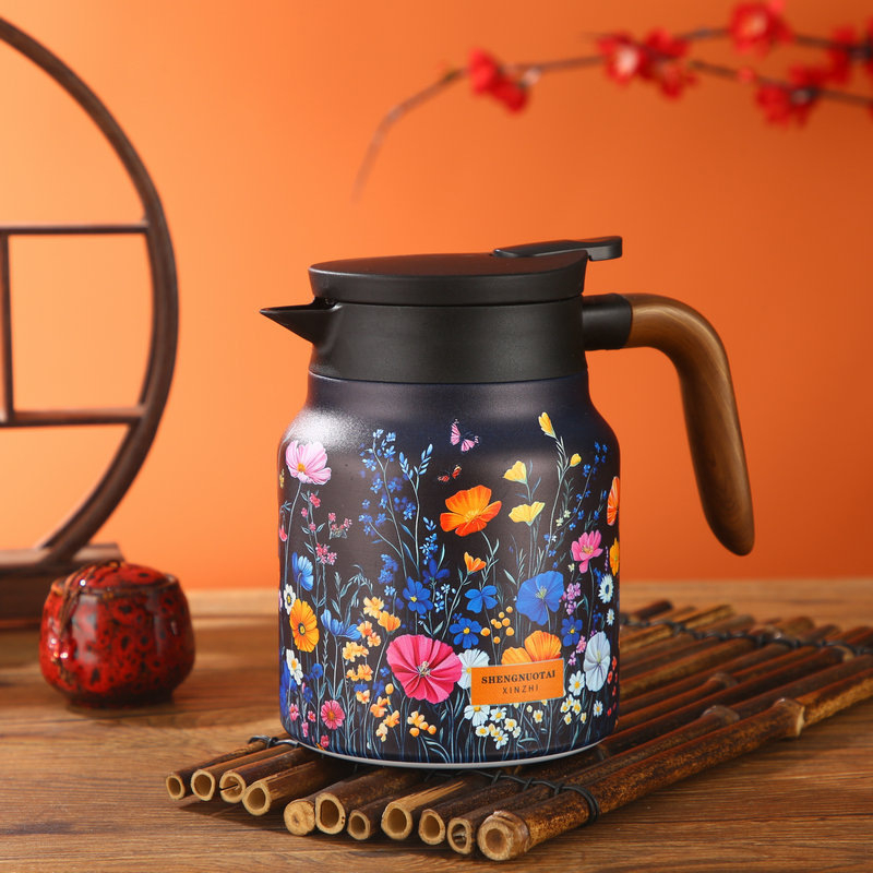 Troškintas arbatinukas, buitinis, 316 nerūdijančio plieno, šilumos išsaugojimo puodas, didelės talpos kavos puodas, arbatos vandens atskyrimo arbatinukas, nešiojamas virdulys