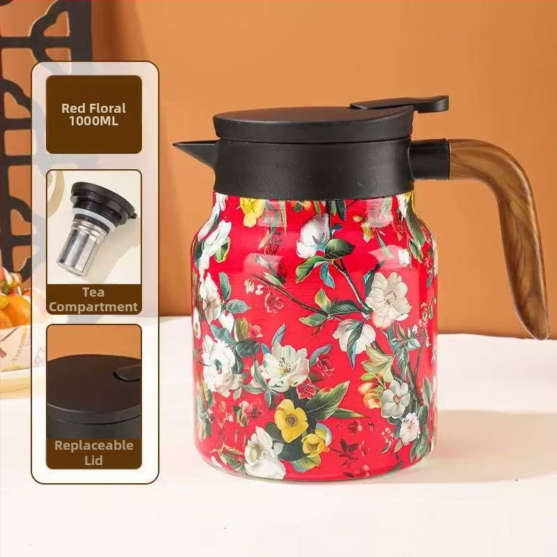 Troškintas arbatinukas, buitinis, 316 nerūdijančio plieno, šilumos išsaugojimo puodas, didelės talpos kavos puodas, arbatos vandens atskyrimo arbatinukas, nešiojamas virdulys