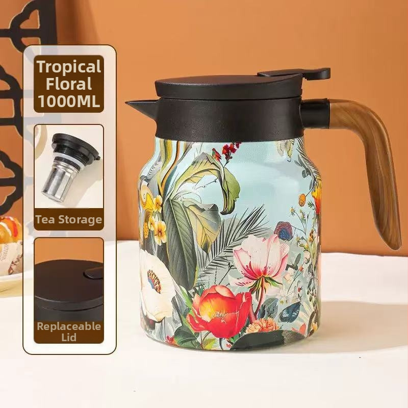 Troškintas arbatinukas, buitinis, 316 nerūdijančio plieno, šilumos išsaugojimo puodas, didelės talpos kavos puodas, arbatos vandens atskyrimo arbatinukas, nešiojamas virdulys