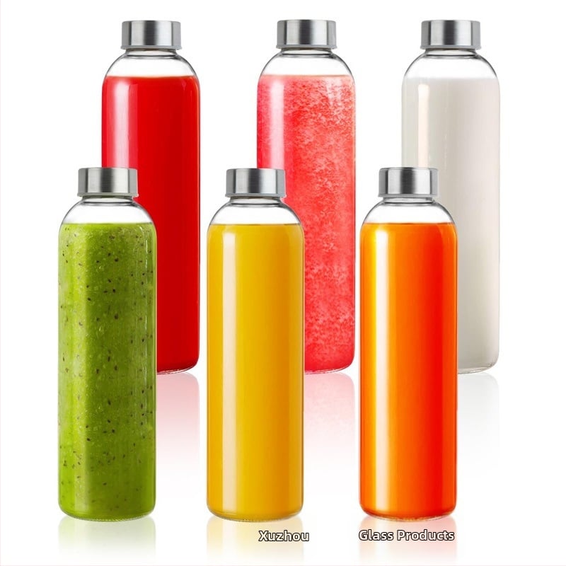 Amazon Hot Sale 18oz Sklenená fľaša na minerálnu vodu Pohár 500ml Prenosná ovocná šťava Nápoj Fľaša na víno 6 kusov Fľaša na vodu