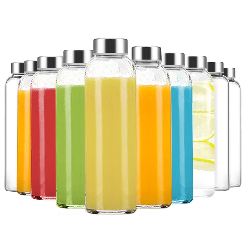Amazon Hot Sale 18oz Sklenená fľaša na minerálnu vodu Pohár 500ml Prenosná ovocná šťava Nápoj Fľaša na víno 6 kusov Fľaša na vodu