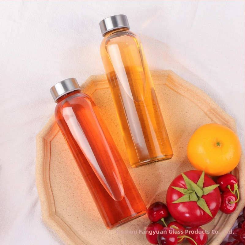 Amazon Hot Sale 18oz Sklenená fľaša na minerálnu vodu Pohár 500ml Prenosná ovocná šťava Nápoj Fľaša na víno 6 kusov Fľaša na vodu