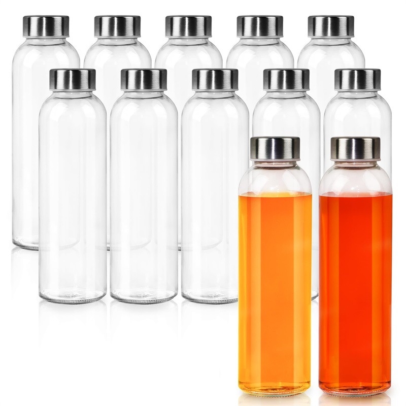 Amazon Hot Sale 18oz Sklenená fľaša na minerálnu vodu Pohár 500ml Prenosná ovocná šťava Nápoj Fľaša na víno 6 kusov Fľaša na vodu