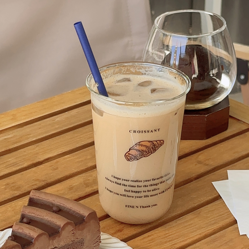 Kreativna staklena šalica u obliku roga, visoko borosilikatna, otporna na toplinu, vrhunska šalica za piće, šalica za kavu, šalica za sok, šalica za mlijeko